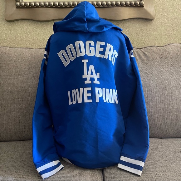 ❌SOLD ON e🅱️ay VS PINK MLB LA Dodgers Half Zip Windbreaker - Large - Picture 2 of 5
